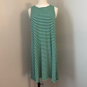 Old Navy Green/White Striped Midi Swing Dress Size M